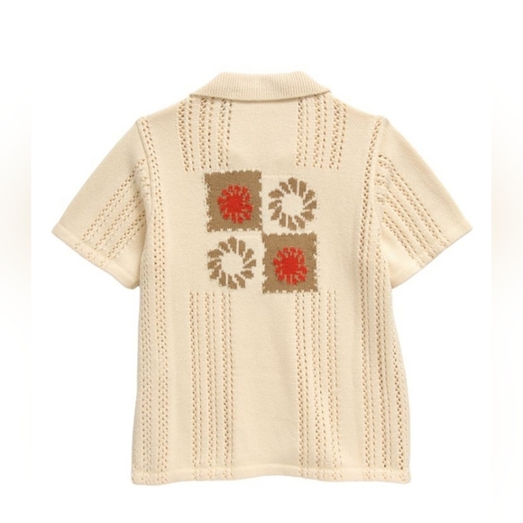 NWT Pacsun Kids' Finn Open Stitch Polo Sweater Size‎ 8 M 100% Cotton Off-white - Picture 1 of 8